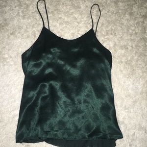 90's dark emerald green silky top